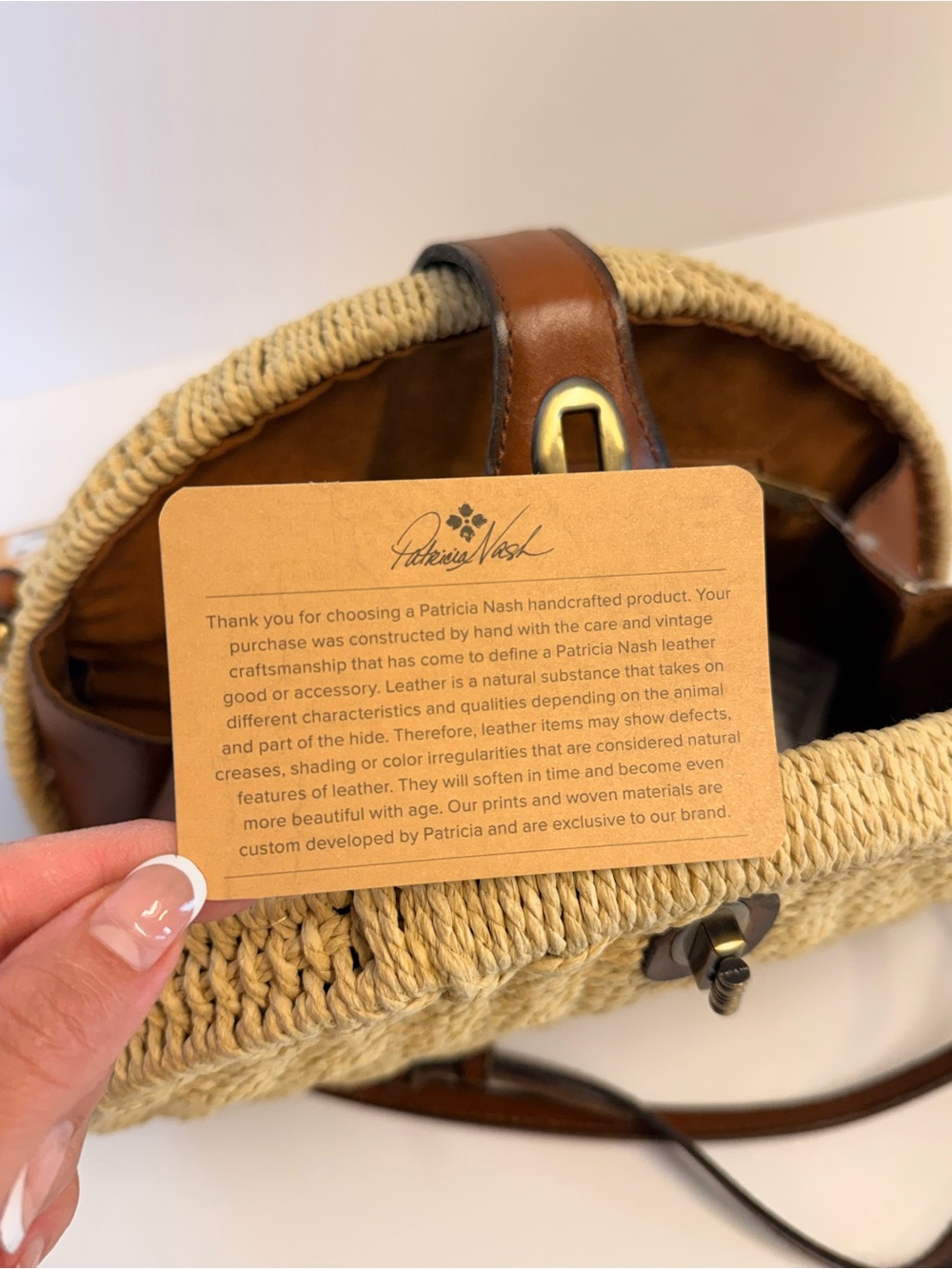 Patricia Nash Vintage Style Susella Wicker Crossbody Bag Natural Straw /Leather - Picture 8 of 10